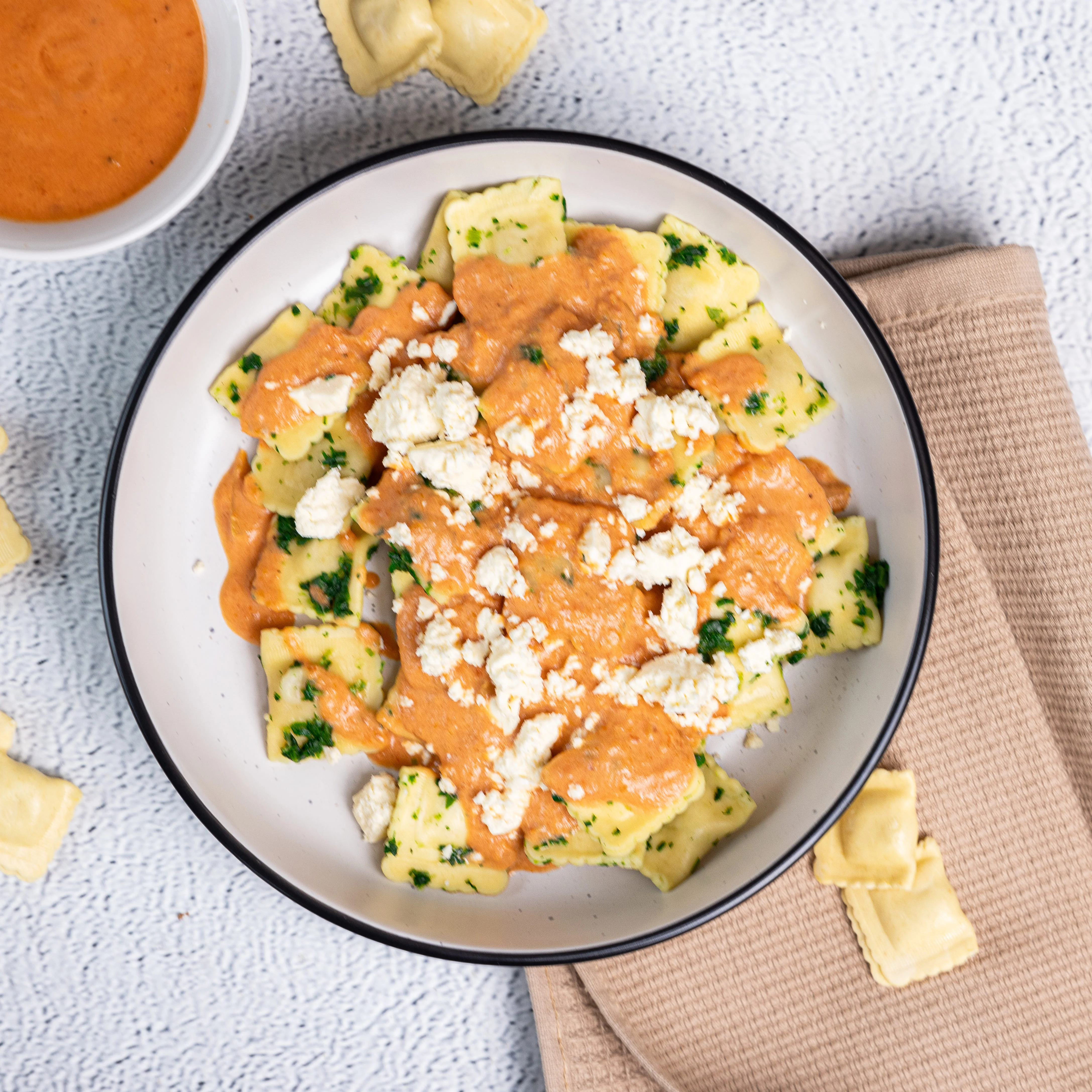 Pumpkin Ricotta ravioli with creamy sauce image